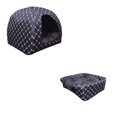 Imagem de Cama Pet 2 em 1: Casinha Cabana e Toca Iglu para Cães e Gatos com Almofada Confortável. tamanho G