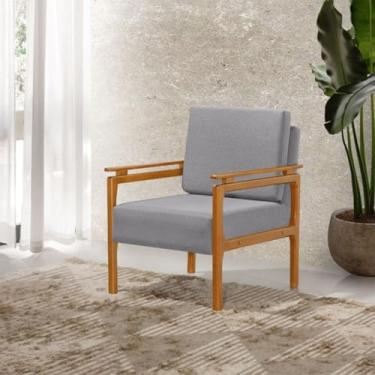 Imagem de Poltrona Decorativa Yasmin com Design Elegante e Pés em Madeira Maciça - Veludo Cinza
