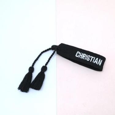 Imagem de Pulseira de Letras com Borla  Ajustável, Tecido Artesanal Unissex  Mod