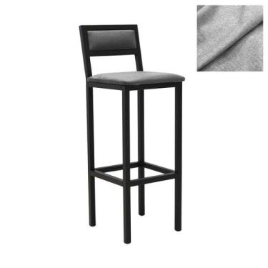 Imagem de Banqueta Estilo Industrial Assento Estofado Florença - GDecor, Linho C