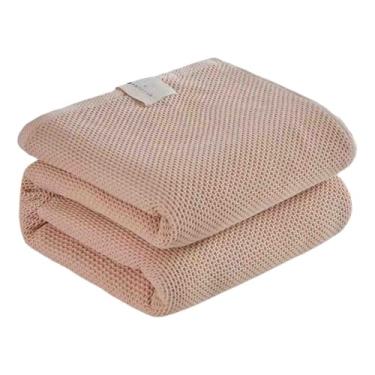Imagem de JUSHZ Cobertor pesado feminino masculino para cama adulto solteiro para sofá 28 fios algodão penteado colcha felpudo verão lavável na máquina (bege, 100 x 150 cm)