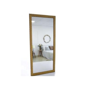 Imagem de Espelho Com Moldura Para Pendurar Na Parede 34X75CM Sala Quarto Hall Lavabo Banheiro Metade Do Corpo Preto(Bege)
