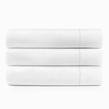 Imagem de Superior Lençóis de cama de algodão percal de qualidade de hotel, lençóis leves, uso comercial ou pessoal, hotel, Airbnb, cama de massagem, pacote a granel, roupa de cama essencial, branco brilhante