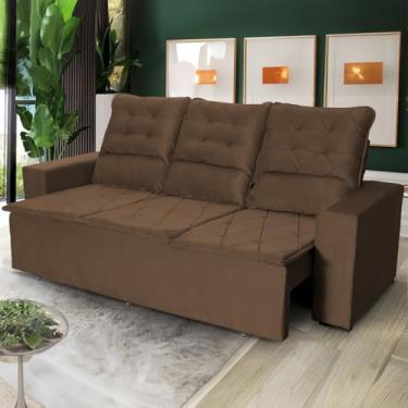 Imagem de Sofá Retrátil Reclinável Europa 1.80m Suede Velut Marrom Com Molas - King House