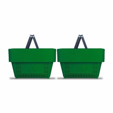 Imagem de Kit - 10 Cestos Compras Plástica D100 Cód. 3000 Verde - Della Plast