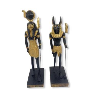 Imagem de Kit esculturas anubis e ra 25 cm - Lua Mistica