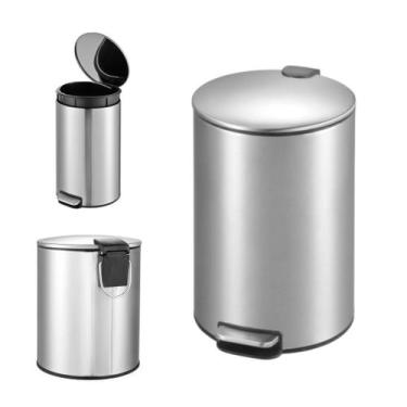 Imagem de Lixeira Slim Premium 12 Litros Aço Inox Com Pedal Antiaderente Cozinha