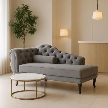 Imagem de Chaise Recamier 150 cmEm Veludo Pés Luis XV Capitonê de luxo - Divani,