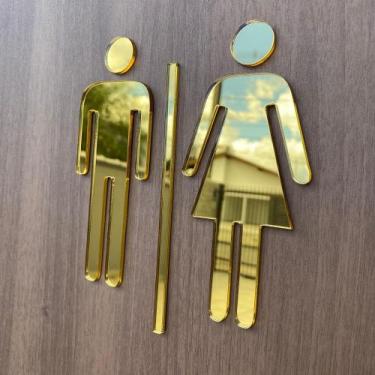 Imagem de Placa de Banheiro Acrílico Espelhado Sinalização Elegante para Ambient