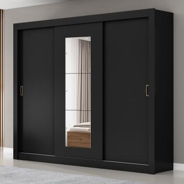 Imagem de Guarda-Roupa Casal Maxel Residence 208x185x47cm 3 Portas de Correr 4 Gavetas Espelho 