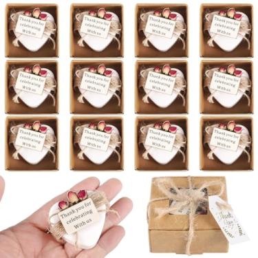 Imagem de Pacote de 12 lembrancinhas de sabonete para chá de bebê, lembrancinhas de batismo, lembrancinhas de festa de chá de panela para convidados, inclui etiqueta de agradecimento e buquê de rosas secas