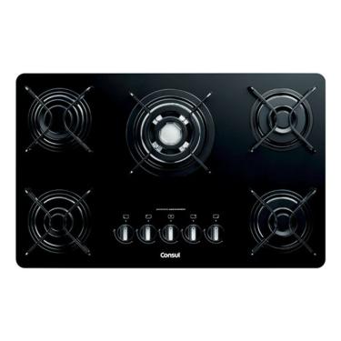 Imagem de Cooktop A Gas 5 Bocas Vidro Black Bivolt 73x46cm - Consul