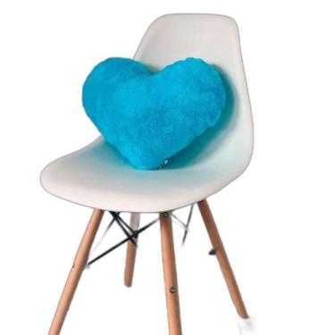 Imagem de Almofada De Coração Pelúcia Pelo Curto Azul Para Decoração - Novadecor