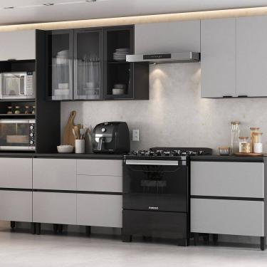 Imagem de Cozinha Completa Modulada 6 Peças 100% Mdf Lumina Itatiaia Grafite/Cinza
