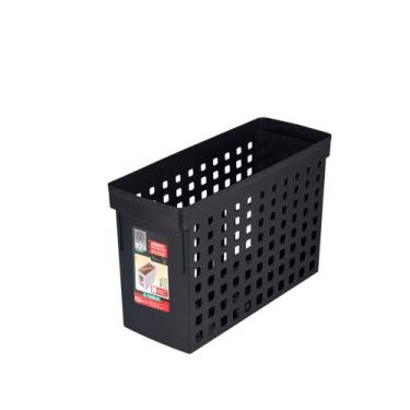 Imagem de Caixa Organizadora Arquivo Estreita sem Tampa com Furação Preta Office