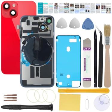 Imagem de UooFide Substituição de vidro da tampa traseira traseira compatível com iPhone 14 Plus de 6,7 polegadas com todas as operadoras + placa pré-instalada + cabo flexível de bobina de carregamento sem fio