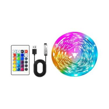 Imagem de Fita LED RGB 5050 5m 10m 20m Com Controle Remoto Autoadesiva Para Deco