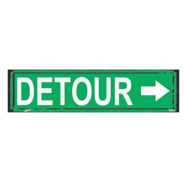 Imagem de Placa de rua Detour - Decoração de parede de metal rústico, 40,6 x 10,2 cm, estilo vintage, placa de pátio e pub para áreas de piscina