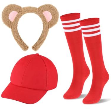 Imagem de JenPen Conjunto de 3 peças de fantasias de animais de Halloween, inclui orelhas de animais, faixa de cabeça listrada, meias até o joelho, chapéu para adultos, cosplay, festa, zoológico, acessórios