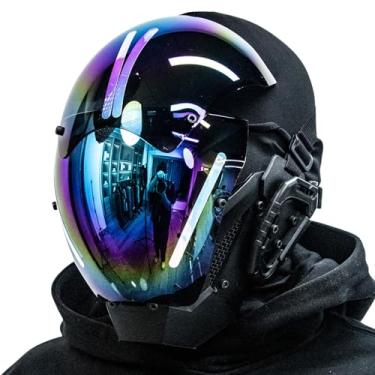 Imagem de ifkoo Máscara punk capacete legal futurista Techwear máscara ficção gótica Halloween cosplay máscaras festa música acessórios