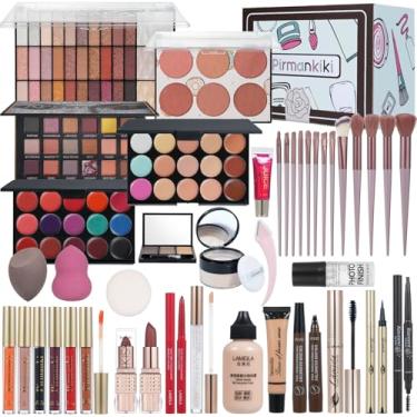 Imagem de Kit completo de maquiagem multifuncional para mulheres, conjunto de presente de maquiagem para meninas e adolescentes, kit de maquiagem profissional inclui kit de sombra, batom, sobrancelha, lápis e