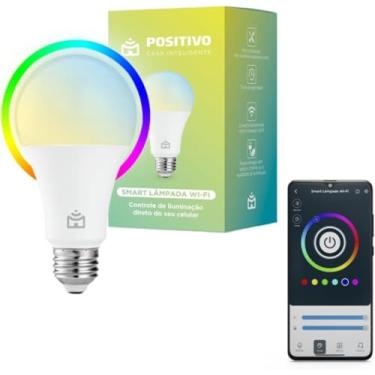 Imagem de Smart Lâmpada Wi-Fi Positivo Casa Inteligente, Iluminação Branca (Quente e Fria) e RGB (Até 16 Milhões de Cores), 10W, 902 Lúmens, LED, Bivolt, Compatível com Alexa e Google Assistente