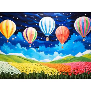 Imagem de Cross & Glory - Starlit Tulip Soiree - 1000 Piece Jigsaw Puzzle for Adults | Moonlit Floral Scene with Hot-Air Balloons | Vibrant Colors
