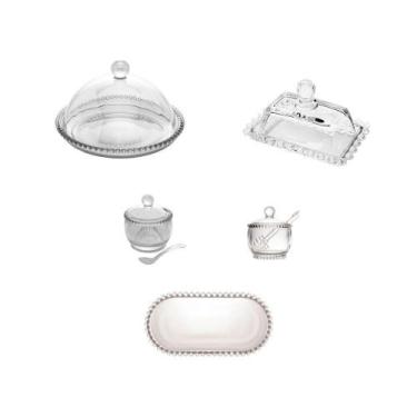 Imagem de Kit Queijeira + Manteigueira + Açucareiro + Meleira + Travessa Pearl W