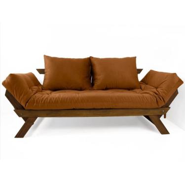 Imagem de Sofá Japão Futon Caramelo Em Madeira Maciça Imbuia