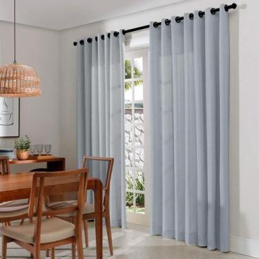 Imagem de Cortina Oxford 400X250 Cinza Ilhós Imbuia Admirare