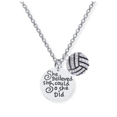 Imagem de Sportybella Colar de vôlei – Joias e presentes de vôlei para jogadores e times, Metal, Sem Pedra Preciosa