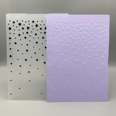 Imagem de Modelo de pasta em relevo de plástico 3D, textura de chuva estrelada, 12 x 18 cm para fazer cartões, faça você mesmo, scrapbooking, papel, artesanato, artesanato, scrapbook, artes, decoração