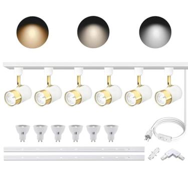 Imagem de Yuemegou Kit De Iluminação De Trilho Led Tipo H Gu10 3Cct Ajustável De 10 W Com 6 Lâmpadas Gu10 Substituíveis E Trilhos De Trilho De 6,56 Pés, Design Luxuoso E Moderno, Brilho Regulável