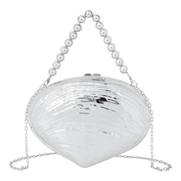 Imagem de Bolsa feminina Seashell Evening Bag Mermaid Chain Strap Clutch Shoulder Bag, 08 - prata