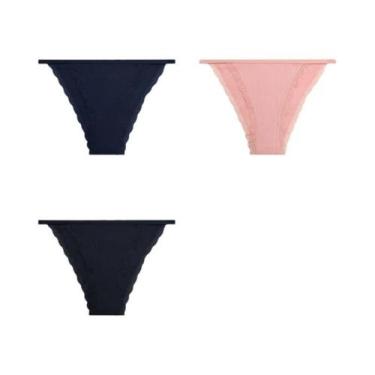 Imagem de Conjunto De 3 Calcinhas Femininas Sexy De Renda E Algodão, Confortávei