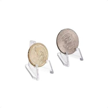 Imagem de Kit 5 Expositores Pequeno Tripé Cavalete Suporte de Acrilico Para Moeda Medalha Lembrancinha 35x22mm