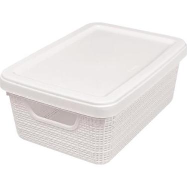 Imagem de Caixa Organizadora Multiuso Decorativa  5 Litros Branco 3127  JAGUAR