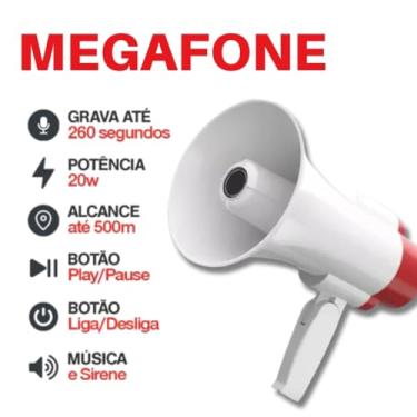Imagem de Megafone Profissional Recarregável Amplificador De Voz - Com Sirene - Gravador de Voz