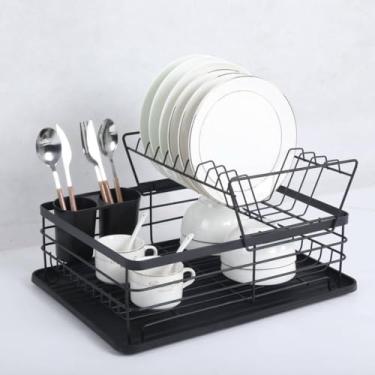 Imagem de Escorredor de Louças 2 Andares em Metal – Preto Fosco - Cozinha Organizada - Prática - Elegante com o