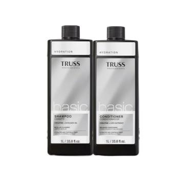 Imagem de Truss Basic Shampoo e Condicionador Profissional, Hidratante com Creatina e Óleo de Abacate, 1L, Kit com 2 unidades