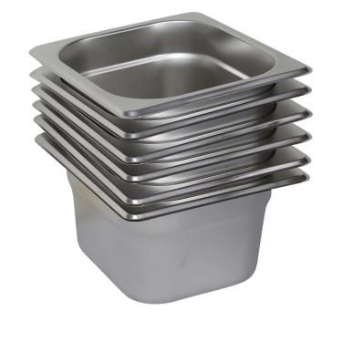 Imagem de 6 Cubas Gastronômica Buffet GN 1/6 100mm Aço Inox Sem Alça
