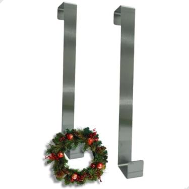 Imagem de Kit com 2 Suportes para Guirlanda de Porta 49cm em Inox | Ganchos Resistentes Sem Furos | Ideal para Guirlanda Grande e Pequena | Decoração de Natal, Festas de Final de Ano Premium