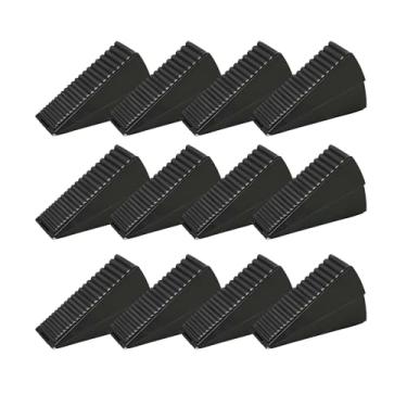 Imagem de Rolha de porta de aderência extra forte - Cunha de porta de metal alta resistente com ponta de borracha de mola para portas de madeira, segurança e escritório (12, preto)