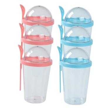 Imagem de ＫＬＫＣＭＳ 6 peças de copo de iogurte pequeno para armazenamento de alimentos portátil selado copo de iogurte leite preparação de refeição recipiente de cereal