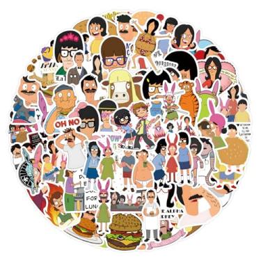 Imagem de 110 pçs adesivos Bobs Burgers legais de filmes de desenho animado, adesivo de vinil impermeável para laptop, guitarra, garrafa de água, presentes de aniversário para meninas, crianças, adolescentes