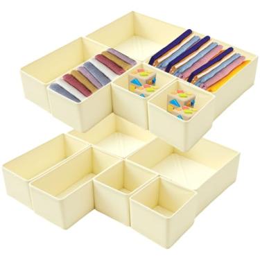 Imagem de Pacote com 12 gavetas organizadoras de roupas, caixas organizadoras de roupas íntimas, organização de armário de tecido dobrável, divisórias de gaveta para roupas de bebê, sutiã, meias, gravatas
