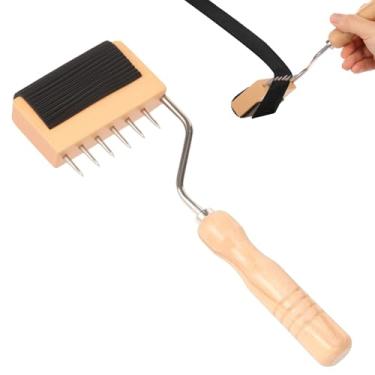 Imagem de Maca de correia, ferramenta de reparo de estofados, extrator de correia de cabo de madeira com seis pinos, ferramenta de alongamento de correia para moldura firme com muita alavancagem para cinto de