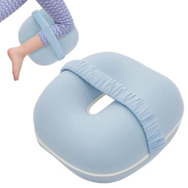 Imagem de Almofada de joelho para pessoas que dormem de lado, almofadas de perna de espuma viscoelástica com alça ajustável para alinhamento da coluna, suporte compacto para cama, sofá, viagem - capa lavável