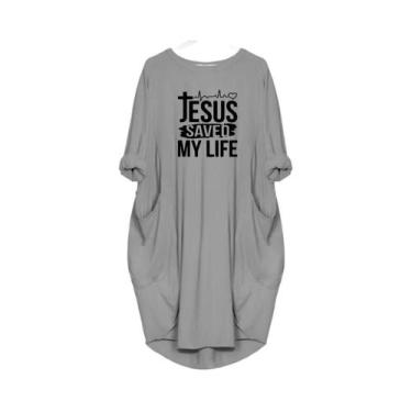 Imagem de Vestido Casual De Verão plus Size Para Mulheres Com Estampa JESUS SALV
