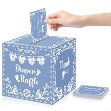 Imagem de Ctosree Cielito Lindo Sorteio de Fraldas com Caixa - Convites Mexicanos para Chá de Bebê Conjunto de 50 Rifas de Sorteio de Fraldas para Chá de Bebê e Decoração de Festa de Revelação de Gênero (Azul)
